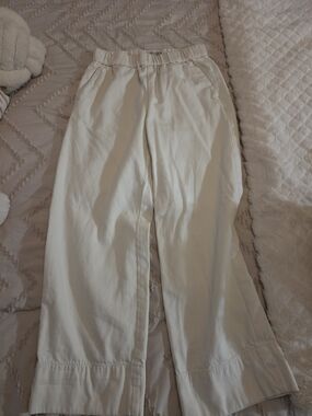 Everlane Cream Wide-Leg Cotton Pants